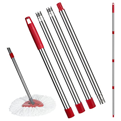 Mop Replacement Handle - Stainless Steel Mop/Broom/Brush Replace Handle Compatible With O Cedar Spin Mop Head Refills, 4 Sections Combinable From 35" To 59", American Threaded End Joint #TOP18