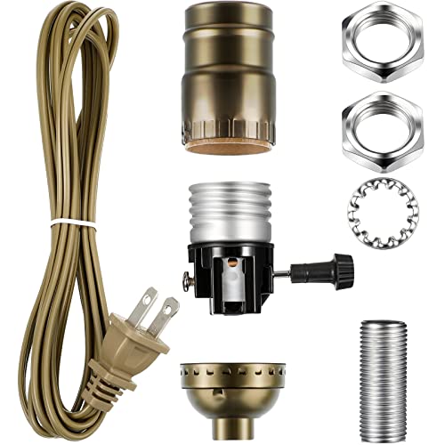 Honoson Lamp Kit for Repair Light Replacement Bulb Lamps with 3 Way Socket Light Repair Kit Rewire Finish Chandelier Wiring Parts for Antique DIY Steel Lantern Design Making Switch(Bronze)