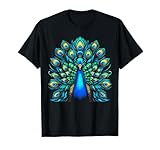 Blue Peacock Colorful Teal Feathers Bird T-Shirt