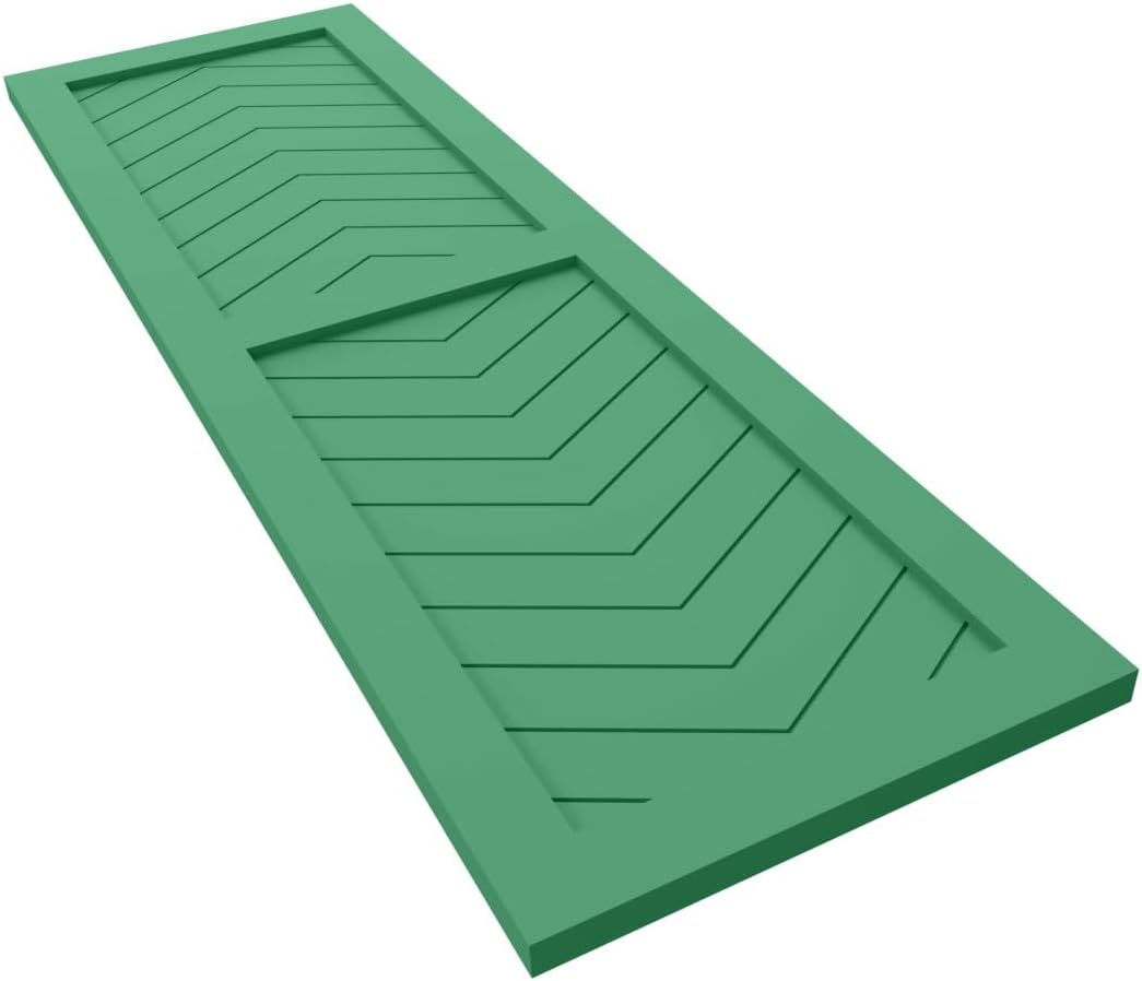 12"W x 26"H True Fit PVC Two Panel Chevron Modern Style Fixed Mount Shutters, Lilly Pads (Per Pair - Hardware Not Included)