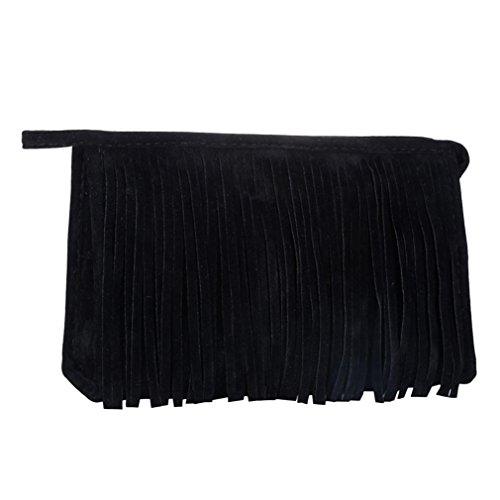 OVERMAL 1PC Fashion Tassel Portable Cosmetic Bag (Black)