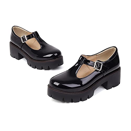 Mary Jane Shoes for Women Girls, Black Platform Mary Janes Chunky Heel Kawaii Lolita School Shoes4