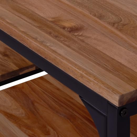 IDMarket – Salón de jardín Panamá Conjunto de bar de mesa alta y 4 taburetes de diseño industrial acacia