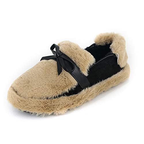 [トーダー] 裹起毛 あったか スノーブーツ ルームシューズ モカシンシューズ柔らかい ふわふわ もこもこローファー スエード調 スリッパ ショートブーツ 防滑 履きやすい 通勤 室内 ボア 防寒 レディース (カーキ,22.5)