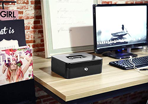 Jssmst Locking Large Metal Cash Box With Money Tray,Lock Box,Black #TOP6