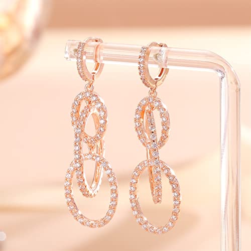 Pendientes pendant de mujer con incrustaciones y diseño elegante 4