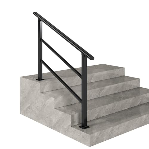 60cm 130cm Barandilla Para Escalones Exteriores De Hierro Forjado Para Escaleras, Barandil Para 1-2 Escalones, Kit Barandilla De Terraza(130cm/51.2in)