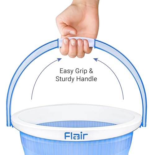Image of FLAIR Estella Crystal 8 LTR T.Blue Set of 2 I Plastic Bathroom Bucket | Strong and Durable Water Storage Bucket | Sturdy and Easy Grip Handle | Ideal for Bathing and Everyday Use