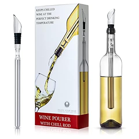 YouYah Wine Chiller Stick 3-in-1 Stainless Steel Wine Bottle Cooler Stick,Rapid Iceless Wine Chilling Rod with Aerator and Pourer,Wine Gift Cover