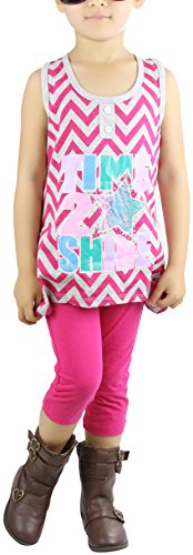 Image of ToBeInStyle Girl's Sleeveless Tank Top & Leggings 2 Piece Outfit Casual Dress Style Set