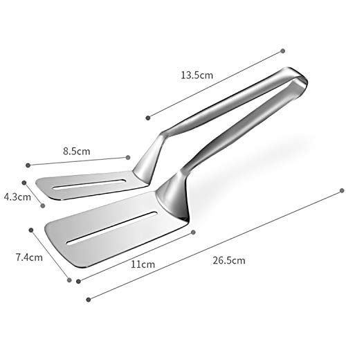 AOOSY 304 Steak Clamps, 3-in-1 Cooking Tong, Double Sided Spatula, 10 Inch Multifunctional Stainless Steel Food Flipping Spatula Tongs Clip for Bread Hamburger BBQ Meats Pizza Pies Bread Fish