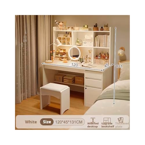 Tocador con espejo y taburete para dormitorio con cajones de gran capacidad 2