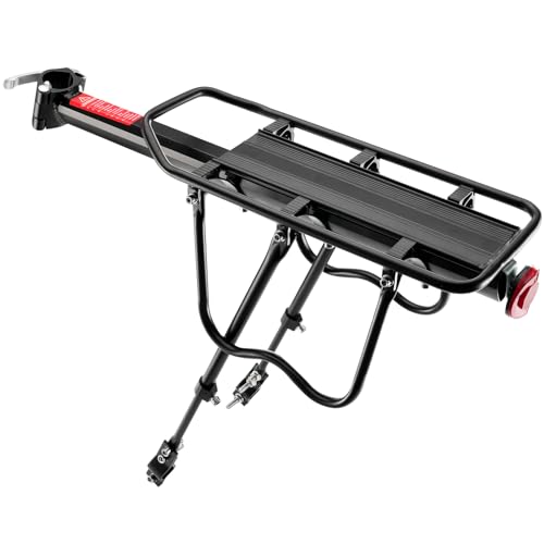 Mountainbike Gepäckträger Maximale Belastung 100kg mit Reflektor,Aluminiumlegierung,Vor und zurück einstellbar,Universal-Gepäckträger Schnelle Installation für 24-28 Zoll Fahrrad Rennrad E-Bike MTB