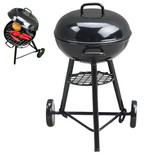 Gxsterd 1/12 Miniature BBQ Grill Barbecue Cooking Tool for Dollhouse Garden Outdoor Accessories(Round)