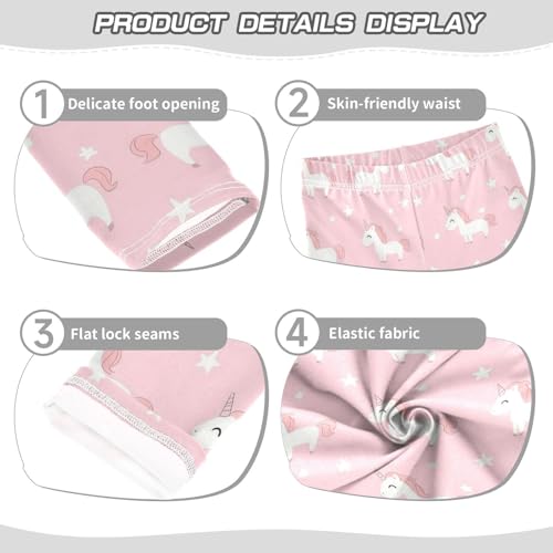 Cute Unicorns Girls' Leggings Toddler Doodles Stars Pink Kids Yoga Pants Dance Active Tights 4T3