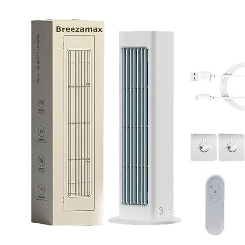 Aire Acondicionado Breeza Max, Recargable, Refresca Este Verano, Aire Acondicionado Portátil Breezamax, Tres Velocidades, Qinux Brizaac, Enfriador De Aire Breeze Max, Pequeño, Compacto(1*WHITE)