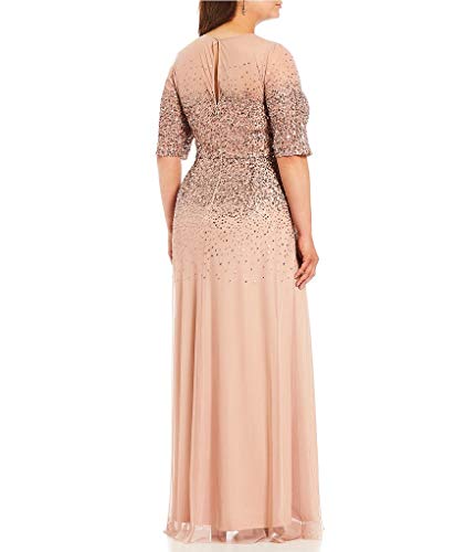 Image of Adrianna Papell Women's Beaded Illusion Dress | Long Sequin Evening Dress with Fitted Bodice & Tulle Skirt Overlay
