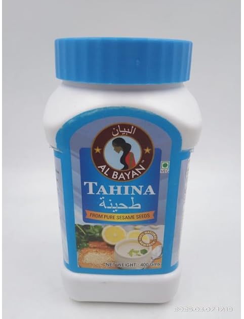 Al Bayan Tahina Paste 400g – Pure Sesame Seed Tahini, Creamy Middle Eastern Paste, Natural & Additive-Free, Vegan, Ideal for Hummus, Dips, Dressings & Cooking