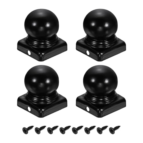 Poste de valla de 1.6 x 1.6 pulgadas con cubierta impermeable de metal negro