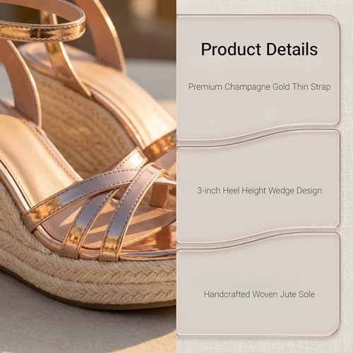 Image of Dressy Open Toe Sandals Platform Wedge Sandals with Cushioned Insole and Ankle Strap Buckle,Strappy Espadrille Wedge Sandals for Women Comfortable Summer