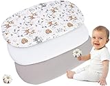 Medi Partners Baby Spannbettlaken Kinderwagen Laken 86x40 3-Pack Bettlaken Stubenwagen - 100% Baumwolle Fitted Sheet für Beistellbett Babybett Bezug (Reh-Weiß-Graue)
