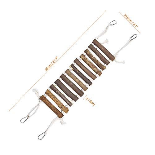 cococity Birds Toy, Natural Wood Ladder with Rope Swing Bridge for Lovebird Canary Finch Small Parrot Hamster Rat Chinchilla Cage Perch Swing Toy - Image 3