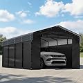 12x20FT Heavy Duty Metal Carport,Outdoor Garage with Removable Sidewalls & Doors, Heavy Duty Steel Frame and Galvanized Roof for Cars and Boats, Gray