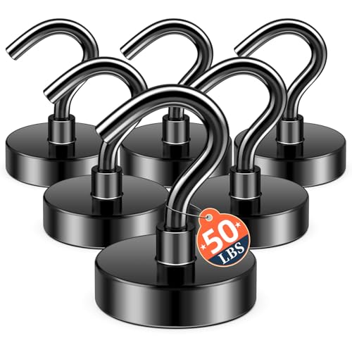 Image of FINDMAG Magnetic Hooks for Cruise Cabins, 50LB+ Magnet Hooks, 6 Pack Black | Heavy Duty Magnetic Hook for Locker, Fridge, Refrigerator, Office, Kitchen, Home, Cruise Essentials 2026