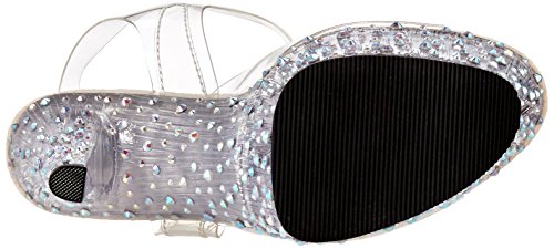 Pleaser Stdance708/C/M Women's Platform Dress Sandal, Clear/Black/Silver/Multi, 9 M Us #TOP3