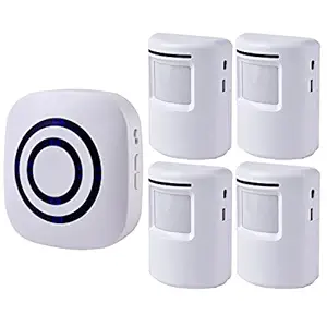 Seanme Motion Sensor Alarm, Wireless Driveway Alarm, Home Security Business Detect Alert with 4 Sensor and 1 Receiver,38 Chime Tunes - LED Indicators