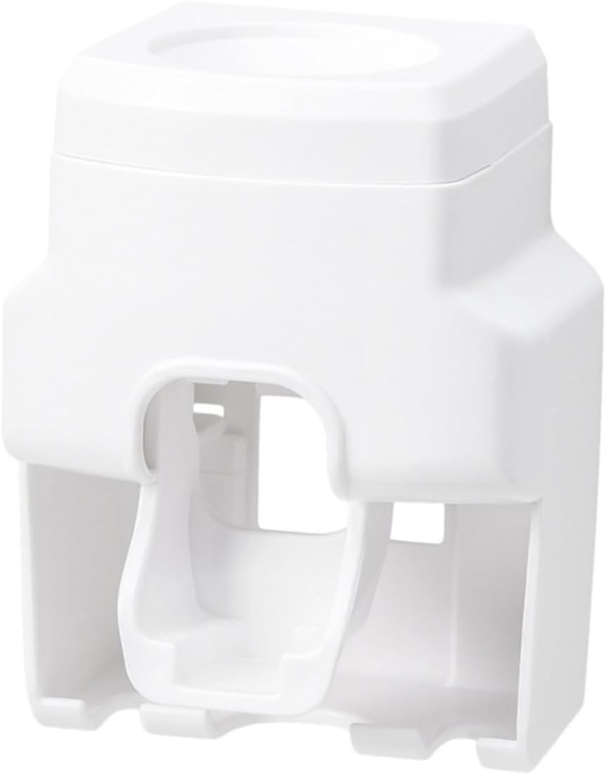 Wall Mounted Toothpaste Dispenser Holder for Bathroom Storage, White ABS
