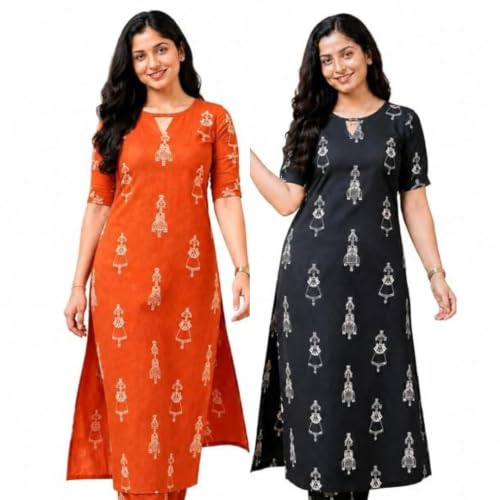 Image of MS VHCK ENTERPRISE Woman Women's Rayon Straight Fit Straight Kurta Kurtis