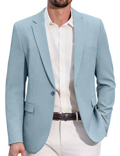 COOFANDY Men's Sport Blazer Slim Fit Casual Blazer Coats Breathable Fashion Dress Suit Separates for Man Light Blue