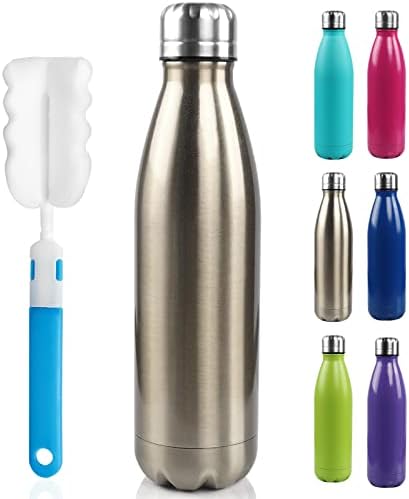 BOGI 17oz Insulated Water Bottle Double Wall Vacuum Stainless Steel Water Bottles, Leak Proof Metal Sports Water Bottle Keeps Drink Hot and Cold - Perfect for Outdoor Sports Camping Biking (Cham)