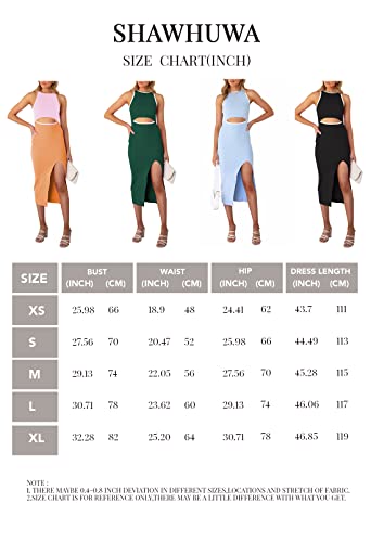 Shawhuwa Women's Summer Midi Bodycon Dresses Side Slit Sleeveless Cut Out Knit Wedding Guest Dress Light Blue Xs #TOP5