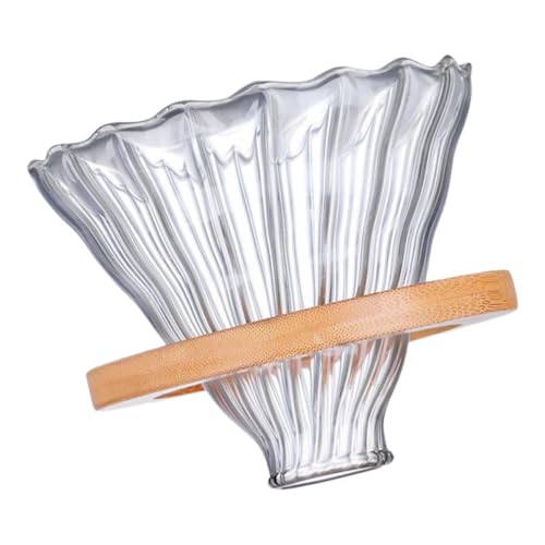Zerodeko Cafetera de Goteo de Vidrio de Borosilicato Alta Resistencia Filtro de Vidrio y Base de Madera, Taza de Café Manual Práctica para Uso Doméstico, Filtro Reutilizable Duradero