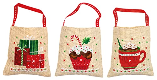 Kit point de croix complet motifs de Noël 3 sachets parfumés loisirs créatifs