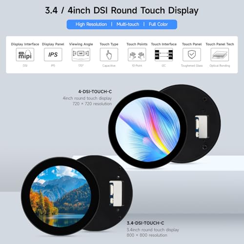 Image of KLAYERS 3.4inch DSI Round Capacitive Touch Display,Comaptible with Raspberry Pi
