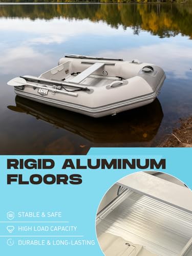 BEYOND MARINA 8.2ft Inflatable Dinghy - 2 Person Inflatable Boat for Adults 5 HP Heavy Duty Fishing Boat, Aluminum Floor, Aluminum Oars, USCG Approved