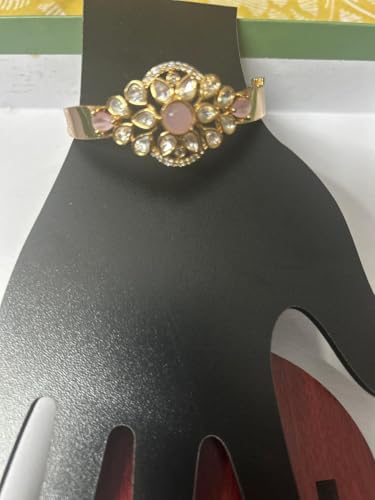 Image of A Gold-Coated Bracelet with Pink Stones