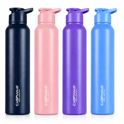 Image of CASPIAN / / / Hike Stainless Steel Sipper Water Bottle (ECPV, 1 Litre, Set of 4)| Leak Proof Thunder for Fridge Home Office Travel School Kids Boys Girls Adults Sports Gym Yoga