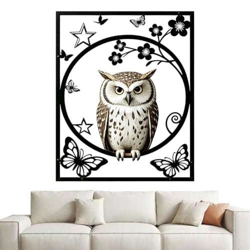 Décoration murale chouette en métal noir : cadeau crémaillère