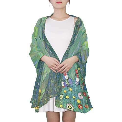 Scarfs for Women Gustav Klimt Farm Garden Sunflowers Lightweight Sunscreen Shawl Head Wraps2