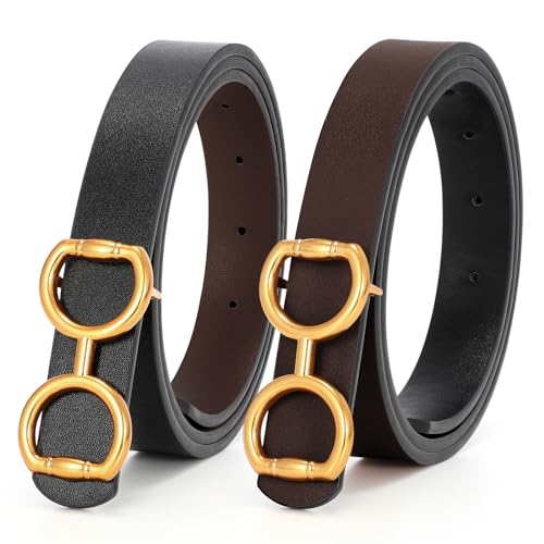 Women Reversible Leather Belt for Jeans Pants