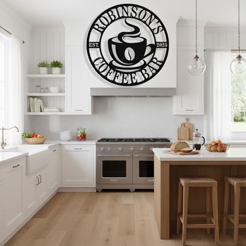 Image of Personalized Coffee Bar Metal Sign, Custom Coffee Signs, Custom Coffee Name Signs for Cafe Station, Coffee Wall Art Decor for Kitchen, Cafe Shop Decor, Cafe Lover Gift