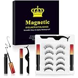 Magnetic Eyelashes,3D Natural Magnetic Eyelashes with Eyeliner Kit,Natural Look Reusable Magnetic La