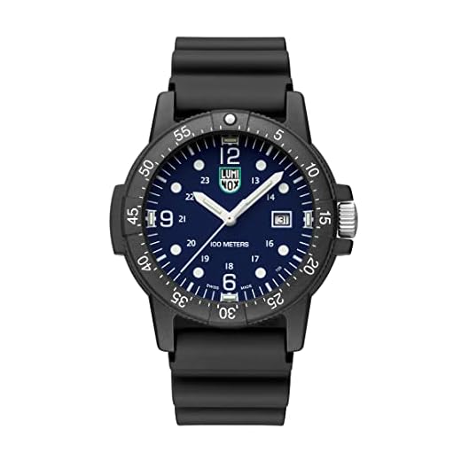 Luminox G Kollektion Sea Bass Carbonox X2.2003 Herrenuhr 44mm - Taucheruhr mit Datumsanzeige schwazes Gehäuse/Armband blaues Zifferblatt weiße Ziffern 100m wasserdicht