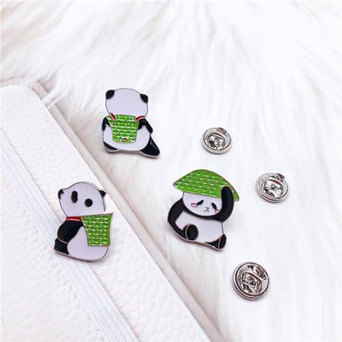 Image of Cute Enamel Pins Cartoon Lapel Pin Brooch Badge for Backpack Jackets Funny Tiger Pins for Gift DIY Accessory Clothing Bookbags Hat Decoration,panda pins-5