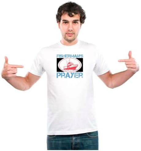 UDNAGUnisex Round Neck Graphic 'Fishing | Fisherman’s Prayer' Polyester T-Shirt White [Size 2YrsOld/22in to 7XL/56in]