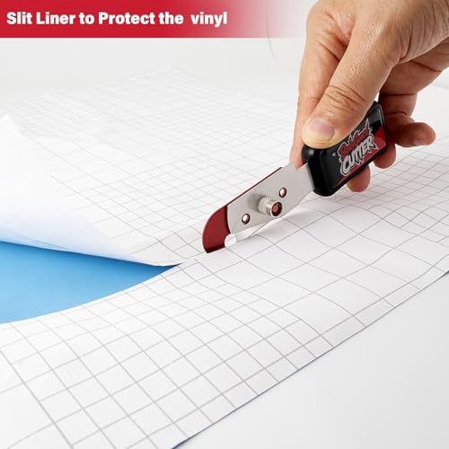 Image of Gomake Vinyl Backing Cutter Bodyguard Vinyl Wrap Cutting Knife, Hidden Blade Wrapping Paper Roll Cutter Vinyl Cutter for Car Tinting and Backing Paper Cutter with 10 Titanium Coated Blades